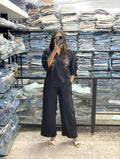 Women Embroide Cotton Co Ord Set with Wide Leg Pants
