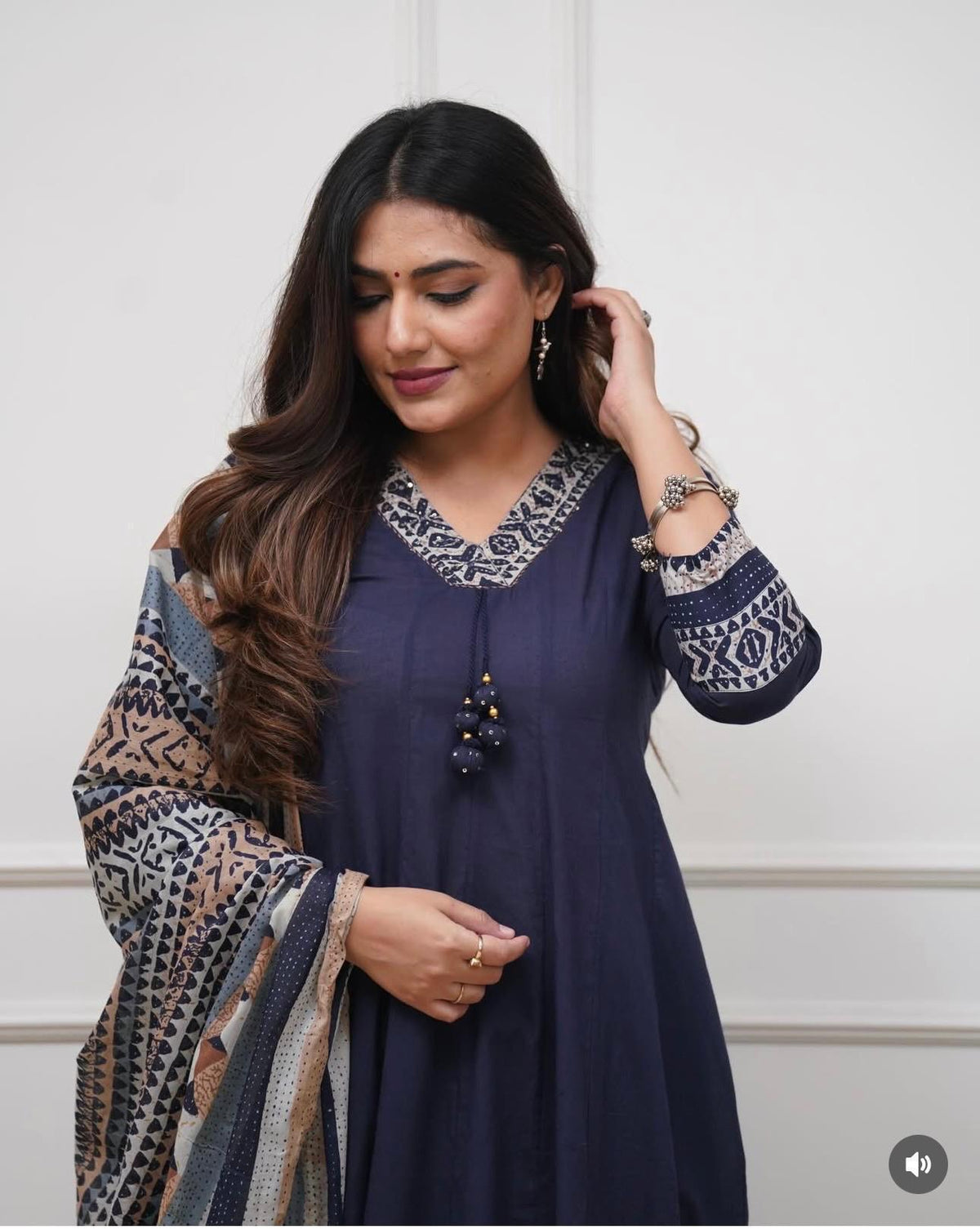 Women Stylish Hand Work Anarkali Kurta Pant Dupatta Set