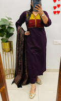 Women Printed Cotton Kurta Pant Dupatta Set