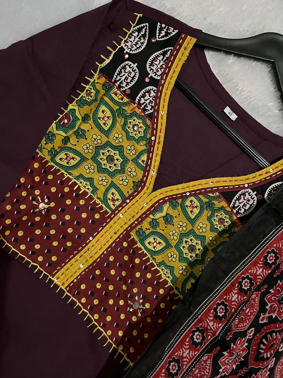 Women Printed Cotton Kurta Pant Dupatta Set