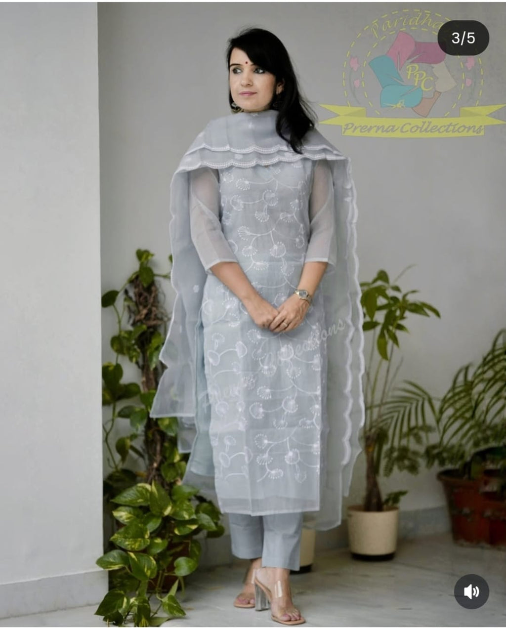 Women Stylish Embroide Kota Doriya Kurta Set with Cotton Lining Pants and Dupatta Ethnic Three Piece Suit