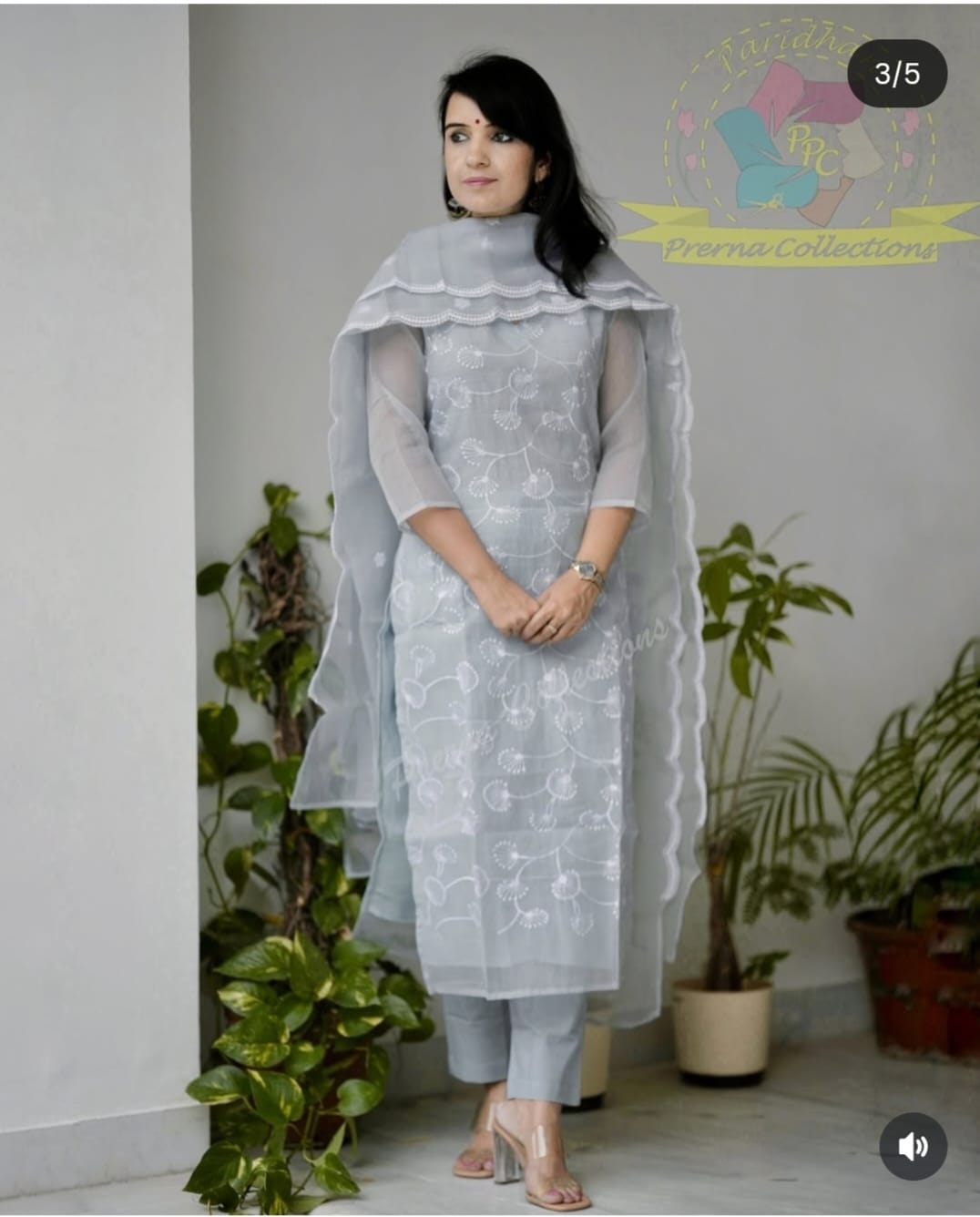 Women Stylish Embroide Kota Doriya Kurta Set with Cotton Lining Pants and Dupatta Ethnic Three Piece Suit