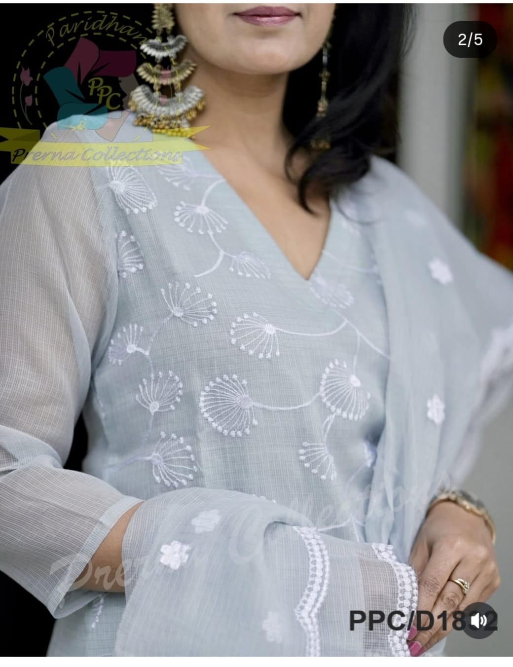 Women Stylish Embroide Kota Doriya Kurta Set with Cotton Lining Pants and Dupatta Ethnic Three Piece Suit