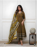 Women Stylish Hand Work Anarkali Kurta Pant Dupatta Set