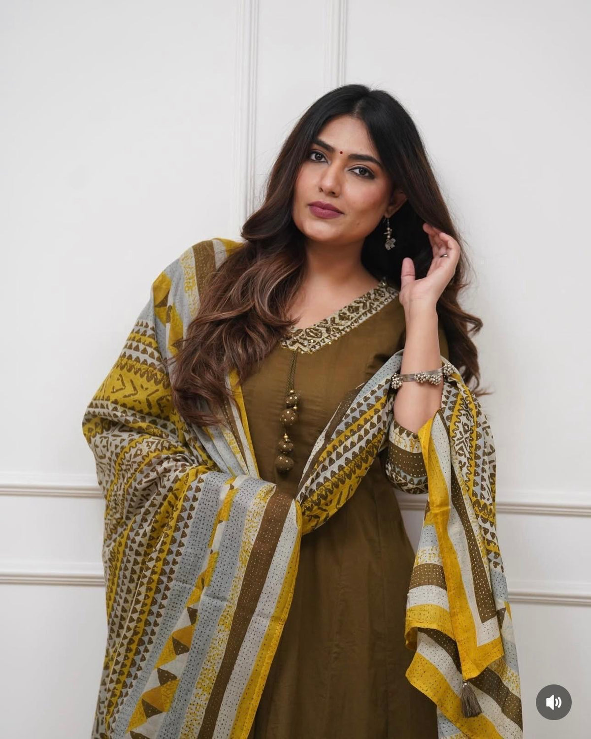 Women Stylish Hand Work Anarkali Kurta Pant Dupatta Set