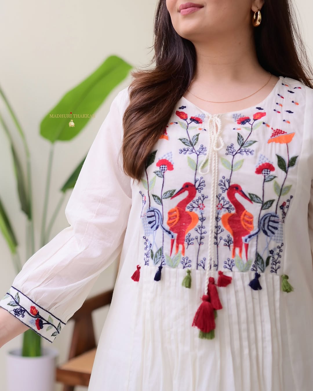 Premium pure cotton embroidered kurta set with elegant pleating and handcrafted yoke detailing