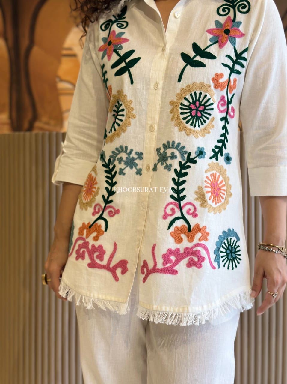 Coord Set with Cotton Flex Embroidery & Lace Work