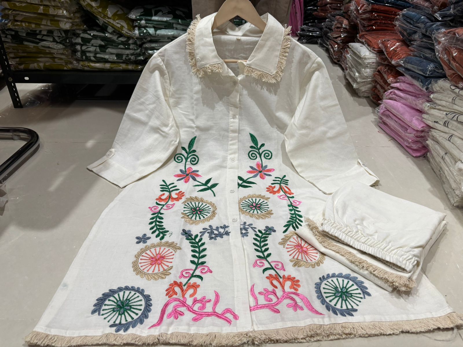 Coord Set with Cotton Flex Embroidery & Lace Work