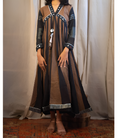 Black & Brown Jaipuri Block Print Anarkali Kurta With Mirror Work