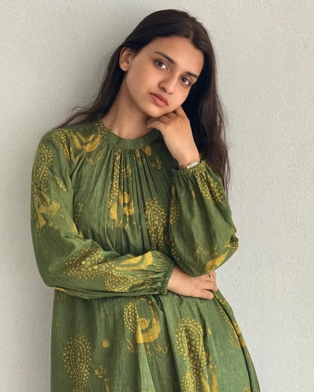 Premium Women's Pure Cotton Rajasthani Peacock Print Kaftan Style Kurti Pant Co-Ord Set