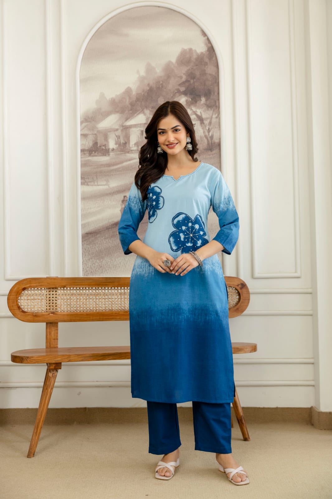 Women Premium Pure Cotton Kurta Set with Pants and Printed Dupatta Tie Dye Ethnic Three Piece Suit