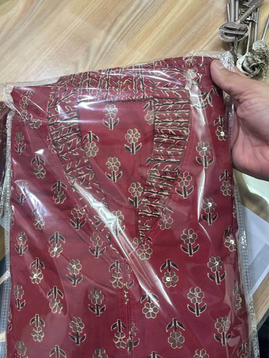 Premium fine cotton suit set with intricate yoke detailing and elegant ethnic craftsmanship