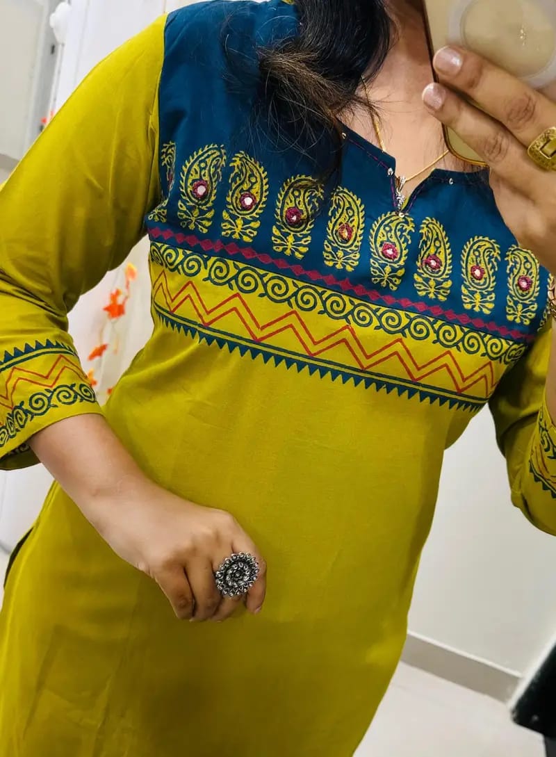 Designer Cotton Straight Kurta and Pant Set with Block Print Yoke — Everyday Ethnic Coord Ensemble