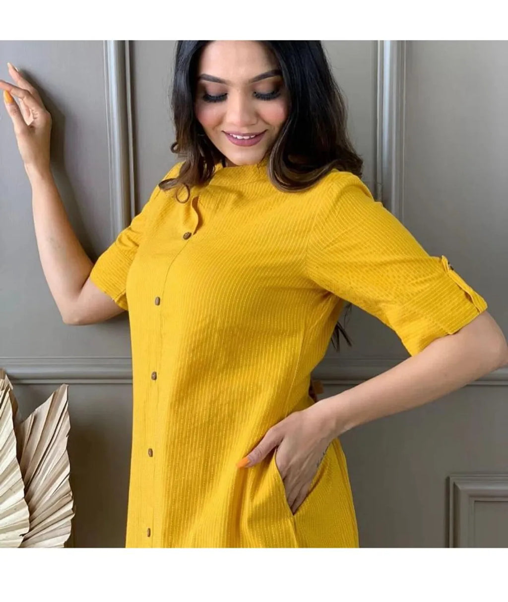 Women's A-Line Cotton Kurti Palazzo Set with Katha Work