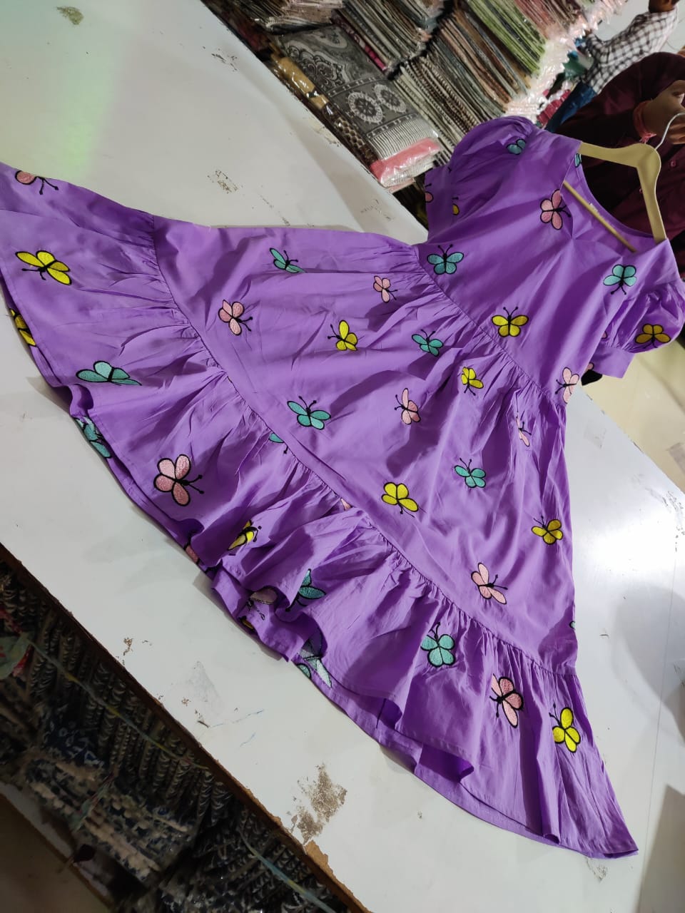 Purple Butterfly Print Cotton Kurti For Women