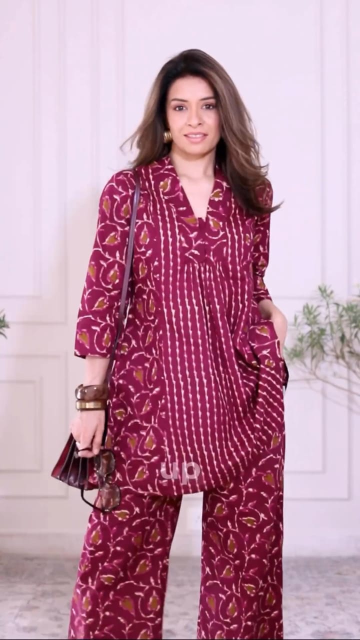 Premium Printed Cotton Co-Ord Kurta Pant Set