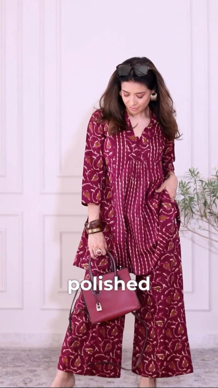 Premium Printed Cotton Co-Ord Kurta Pant Set