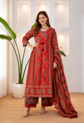 Women's Hand Work Cotton Anarkali Kurta Palazzo & Dupatta Ethnic Set