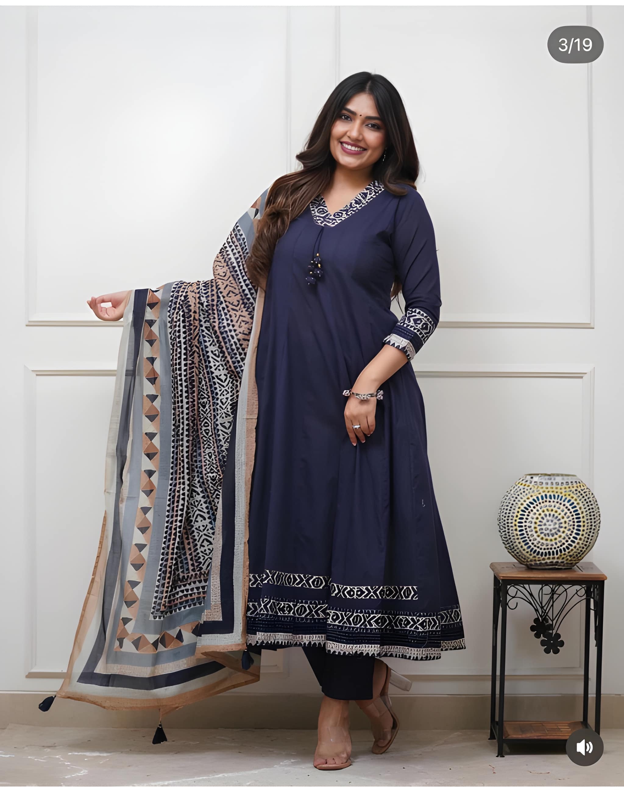 Women Premium Hand Work Anarkali Kurta Pant Dupatta Set