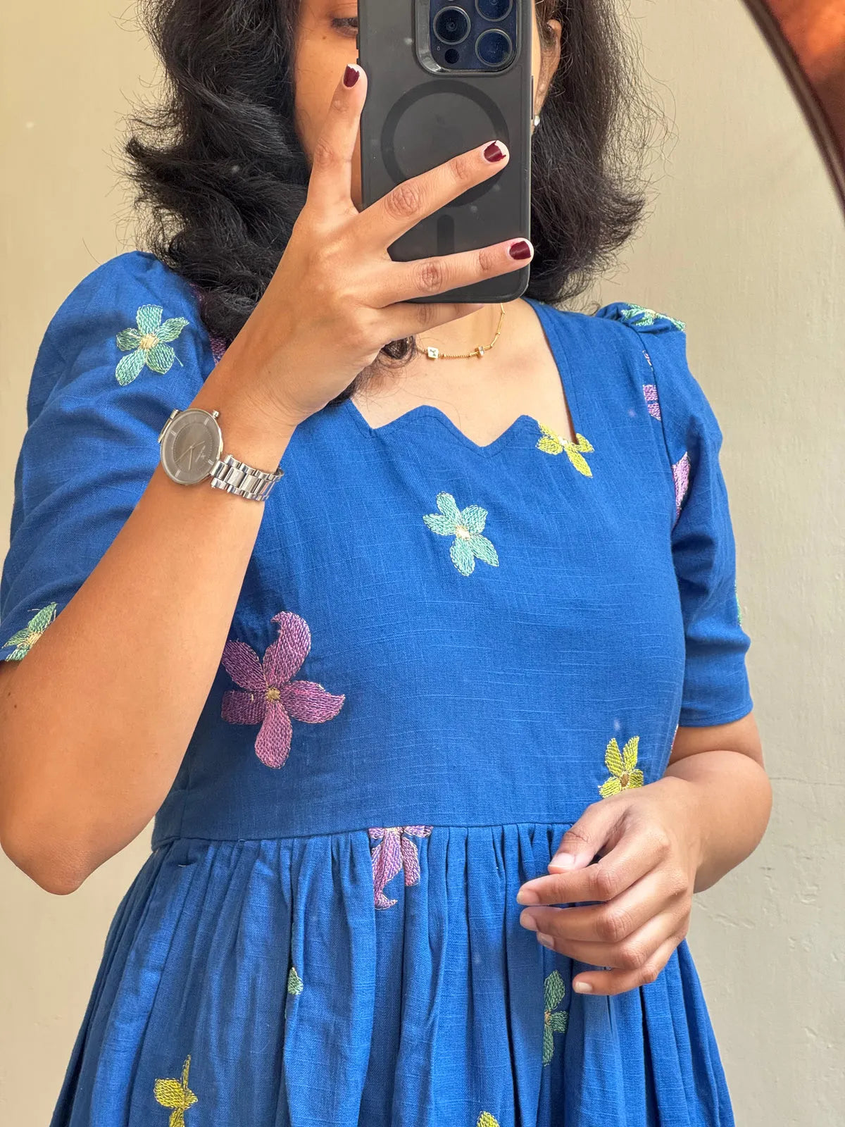 Beautiful Printed Purple Cotton Midi Kurti