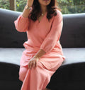 Pink Premium Cotton Slub Kurta And Pant Set For Women