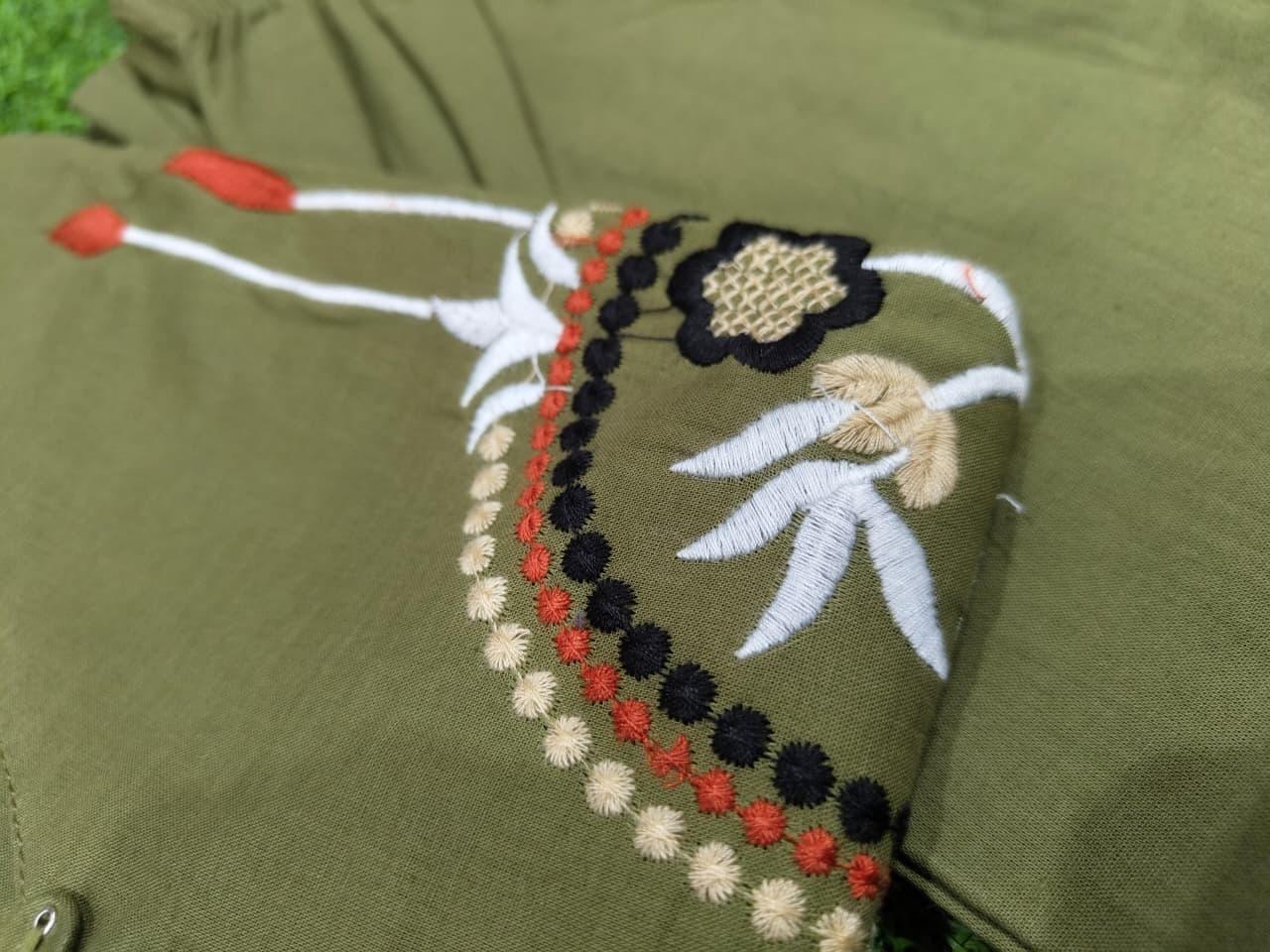 Women Embroidered Cotton Co Ord Set with Wide Leg Pants