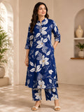 Premium Women's Pure Cotton Floral Printed A-Line Co-ord Set with Palazzo Pants
