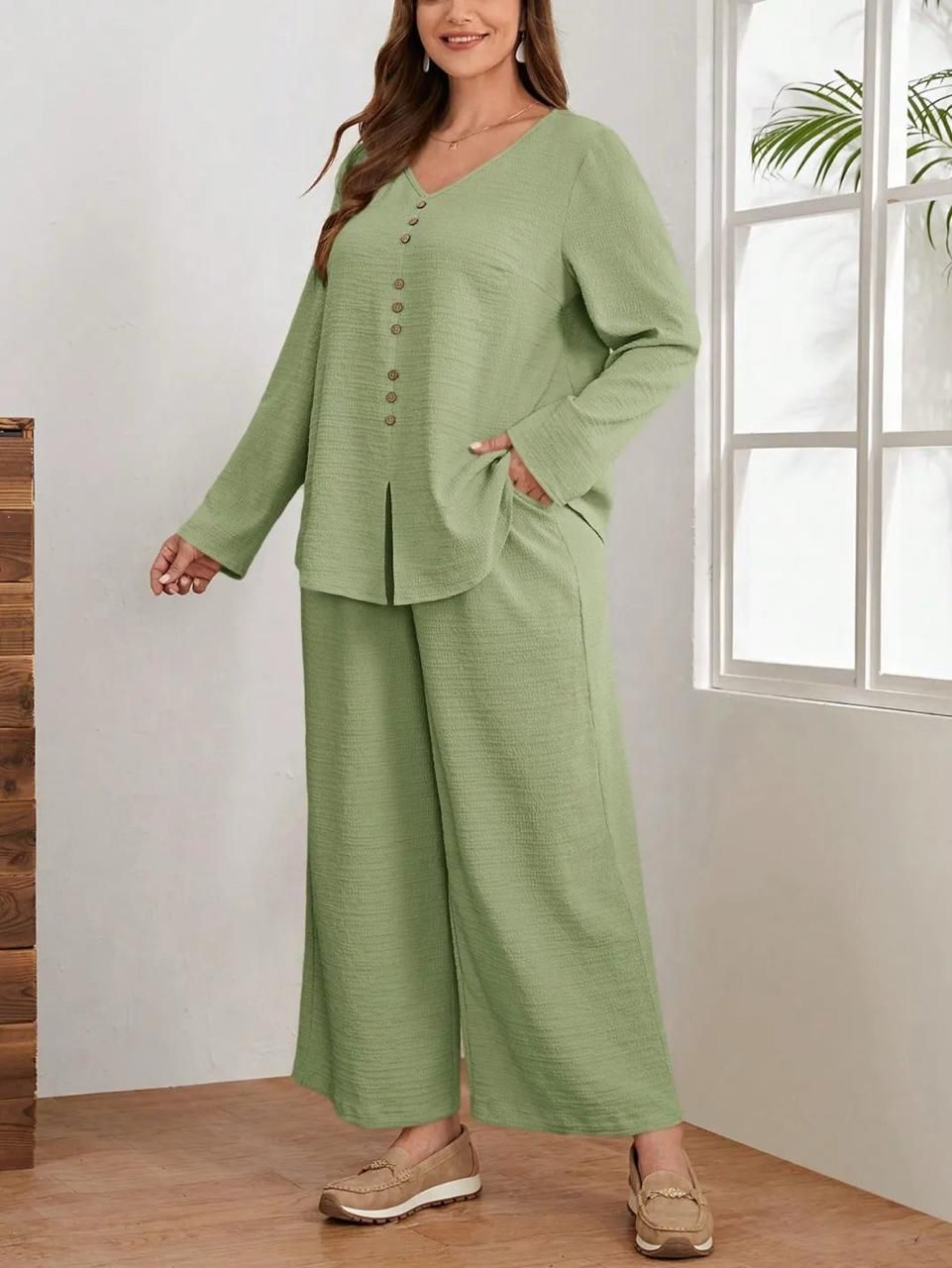 Women Premium Cotton Flex Straight Kurta Set with Pants Minimal Button Detail Ethnic Co-Ord Set