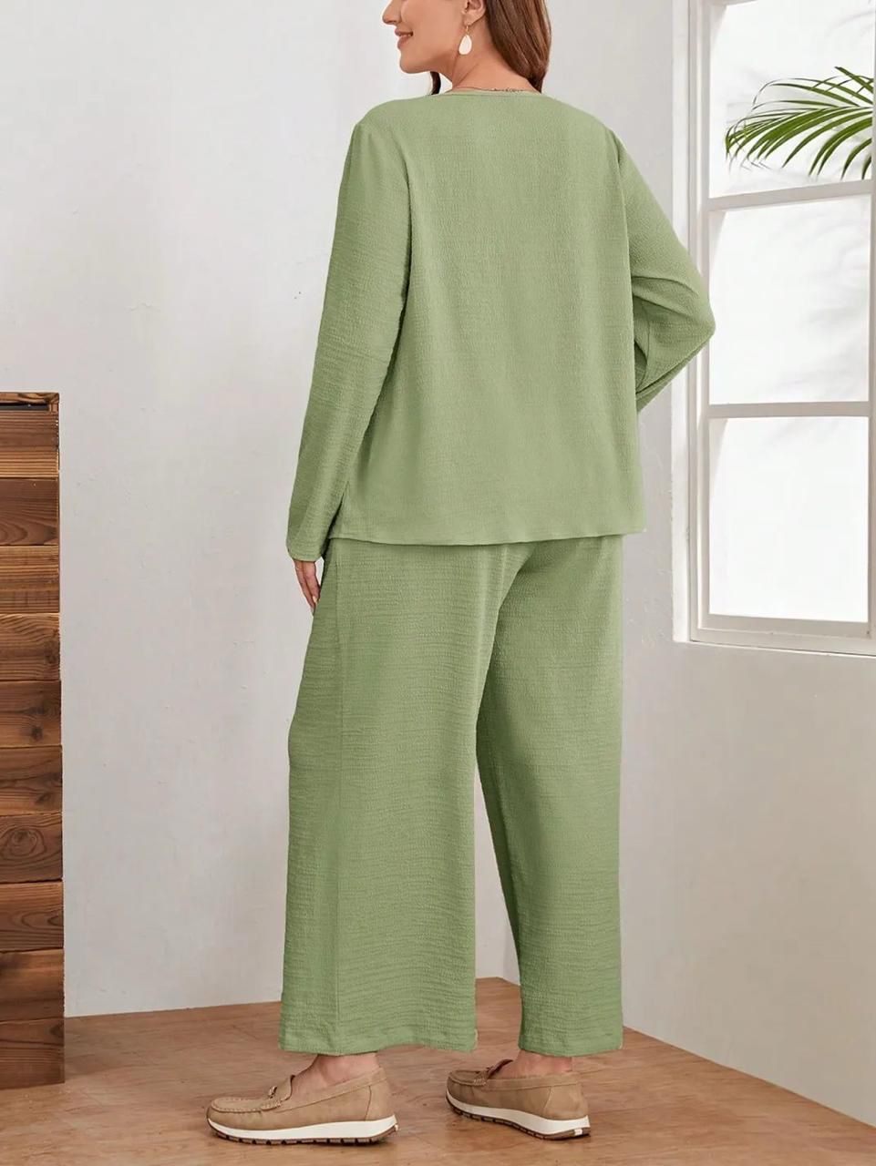 Women Premium Cotton Flex Straight Kurta Set with Pants Minimal Button Detail Ethnic Co-Ord Set