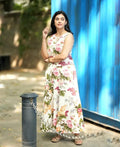 Women Floral Printed Cotton Top and Skirt Set
