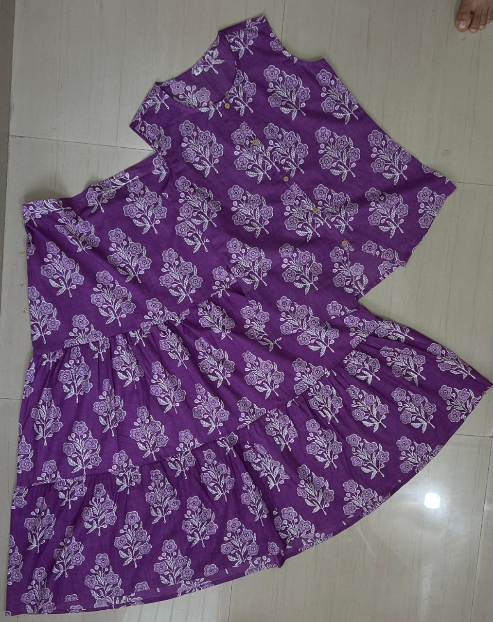 Women's Cotton Printed Sleeveless Top and Tiered Skirt Co-Ord Set