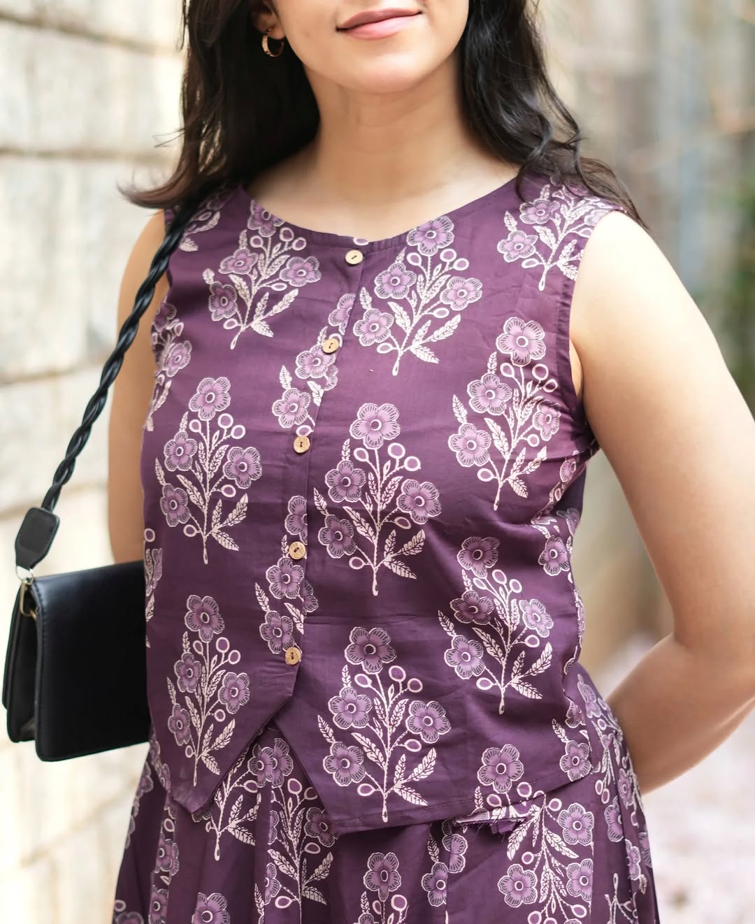 Women's Cotton Printed Sleeveless Top and Tiered Skirt Co-Ord Set