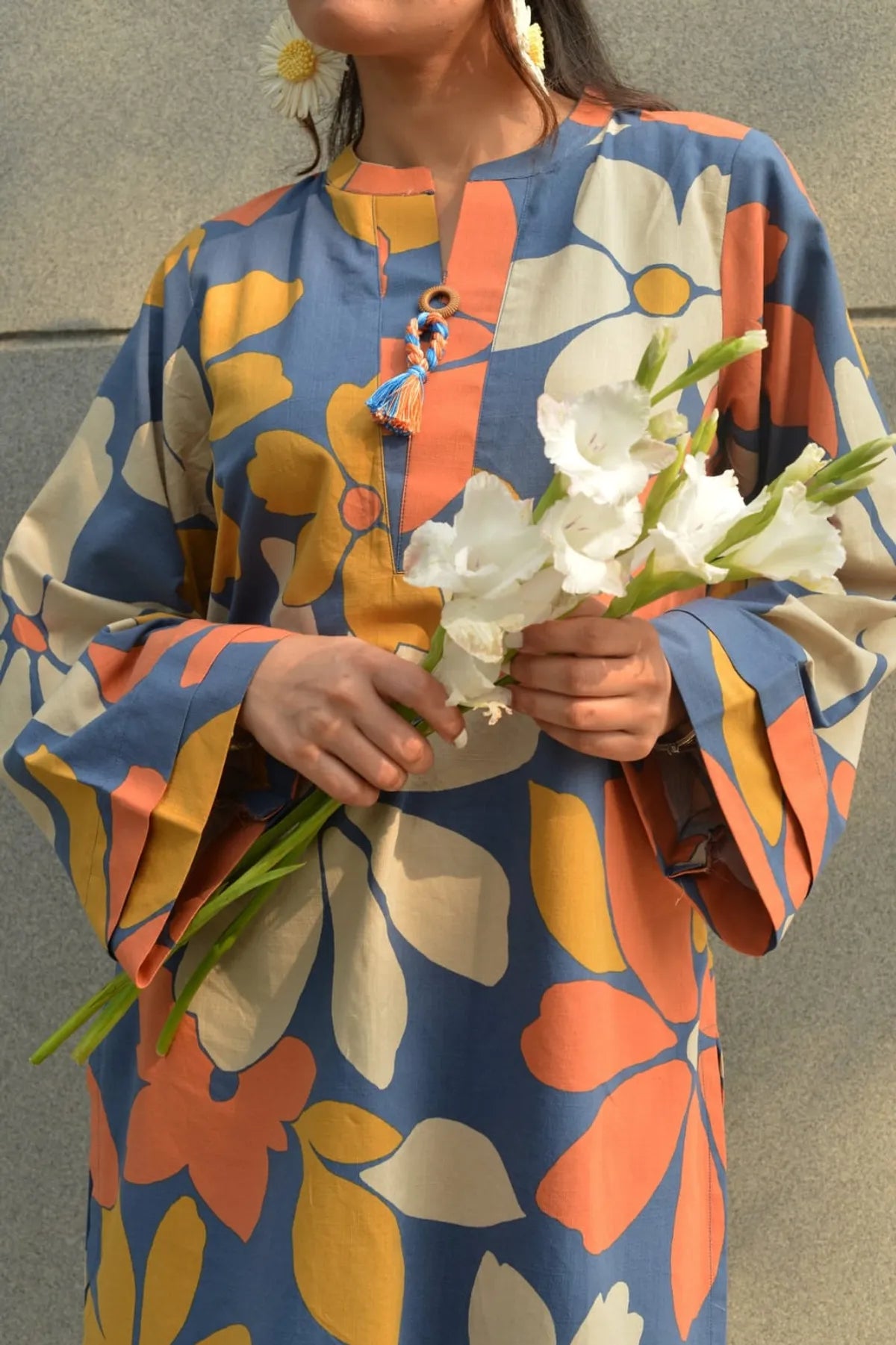 Women's Floral Printed Cotton Kurti and Palazzo Co-Ord Set