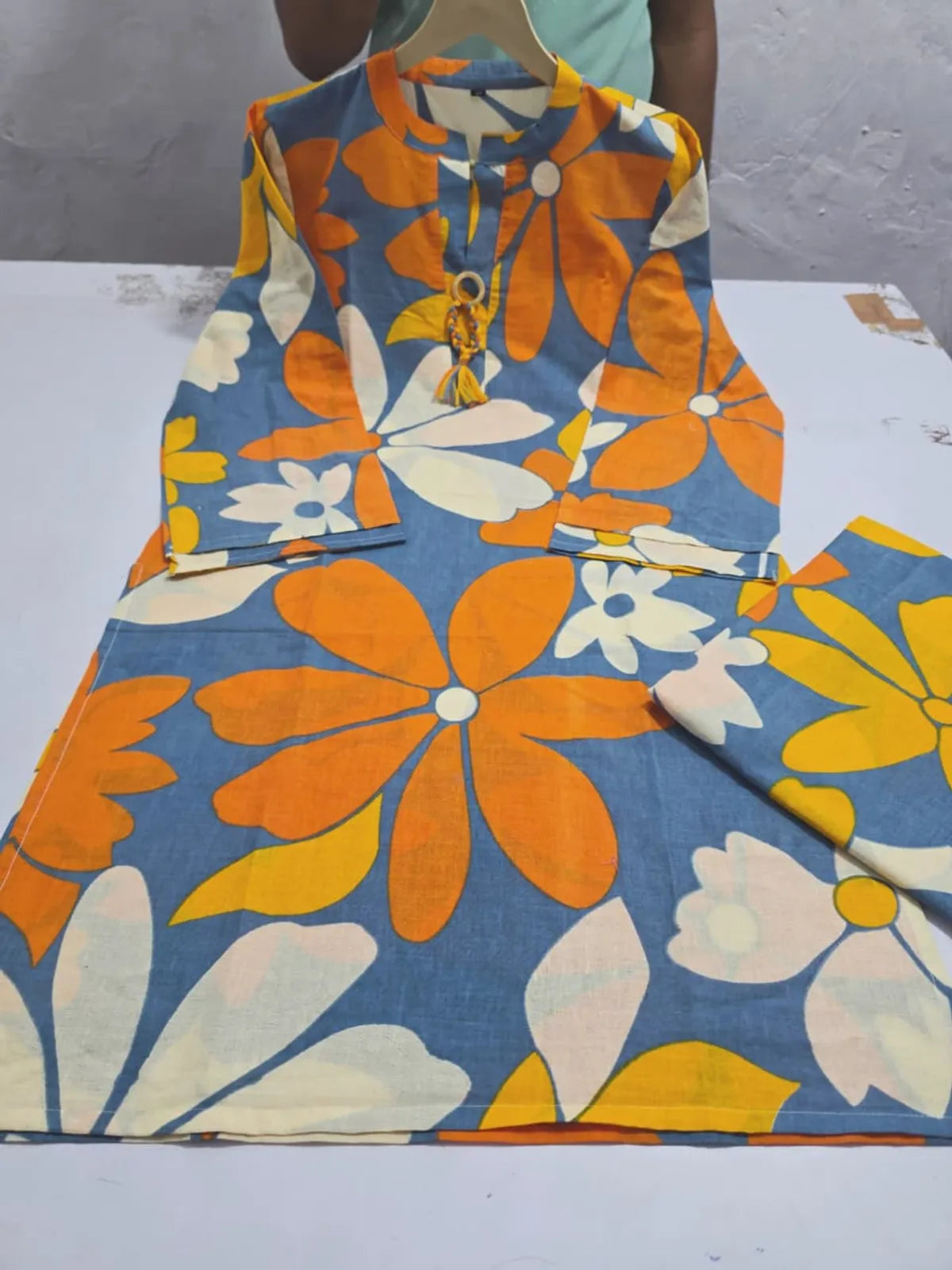 Women's Floral Printed Cotton Kurti and Palazzo Co-Ord Set