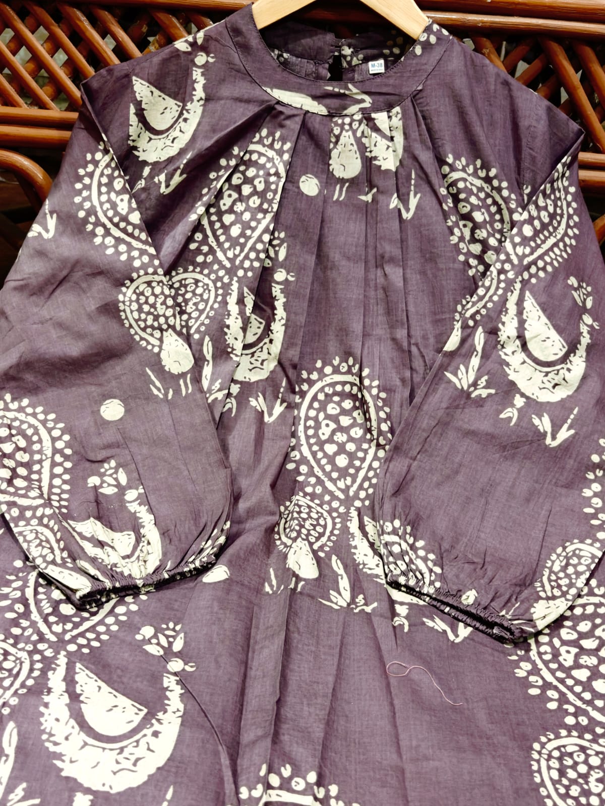 Premium Women's Pure Cotton Rajasthani Peacock Print Kaftan Style Kurti Pant Co-Ord Set