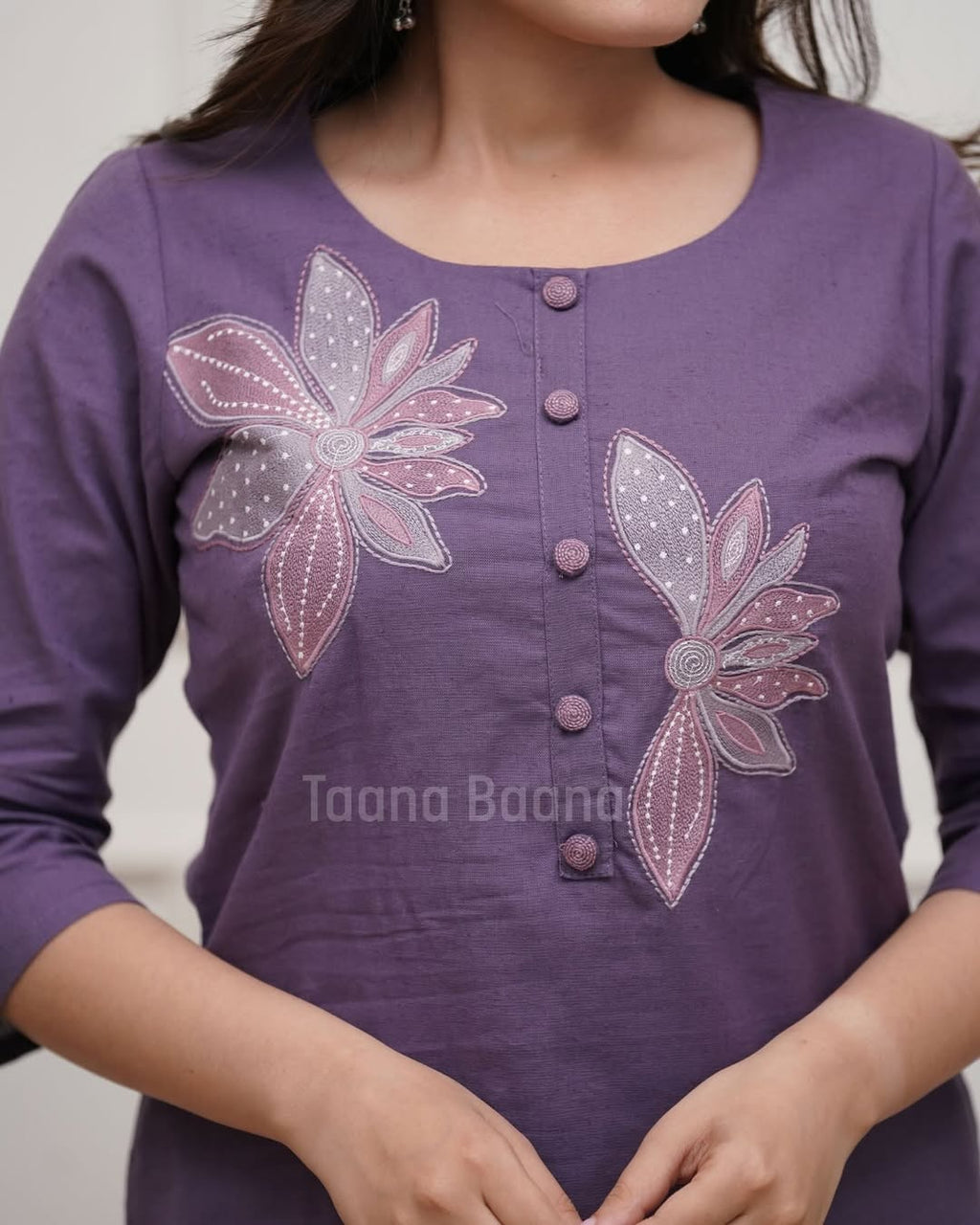 Women Premium Cotton Flex Kurta Set with Pants Embroidered Detail Straight Ethnic Co-Ord Set