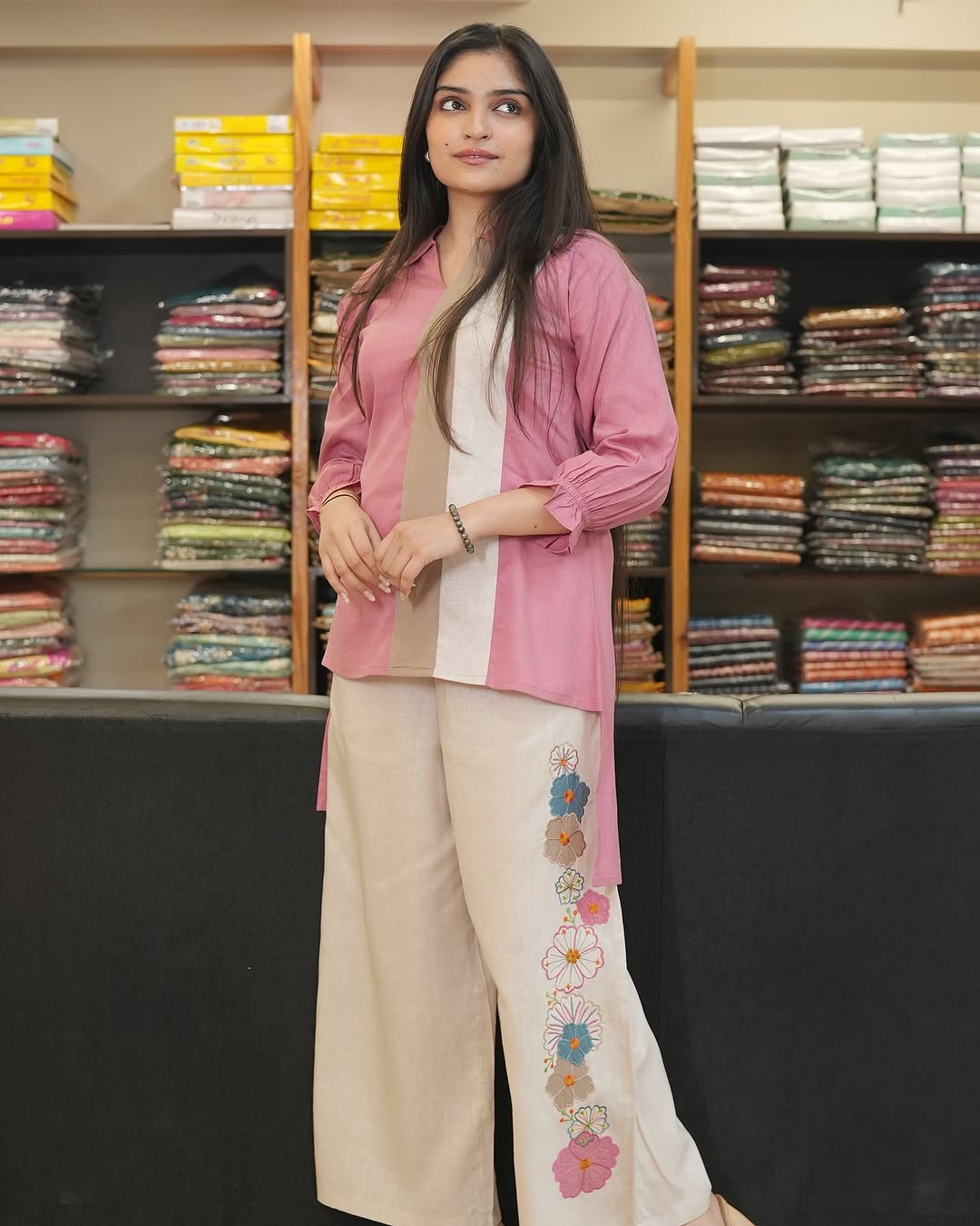 Premium Cotton Coord Set with One-Side Embroidery — Smart Two-Piece Ensemble for Work-to-Vacation Comfort