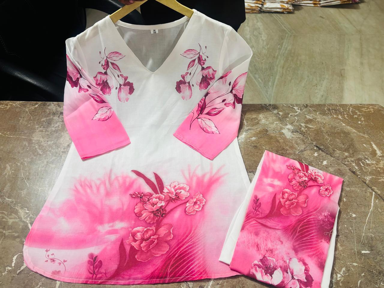 Premium Floral Digital Print Mul Cotton Co-Ord Set