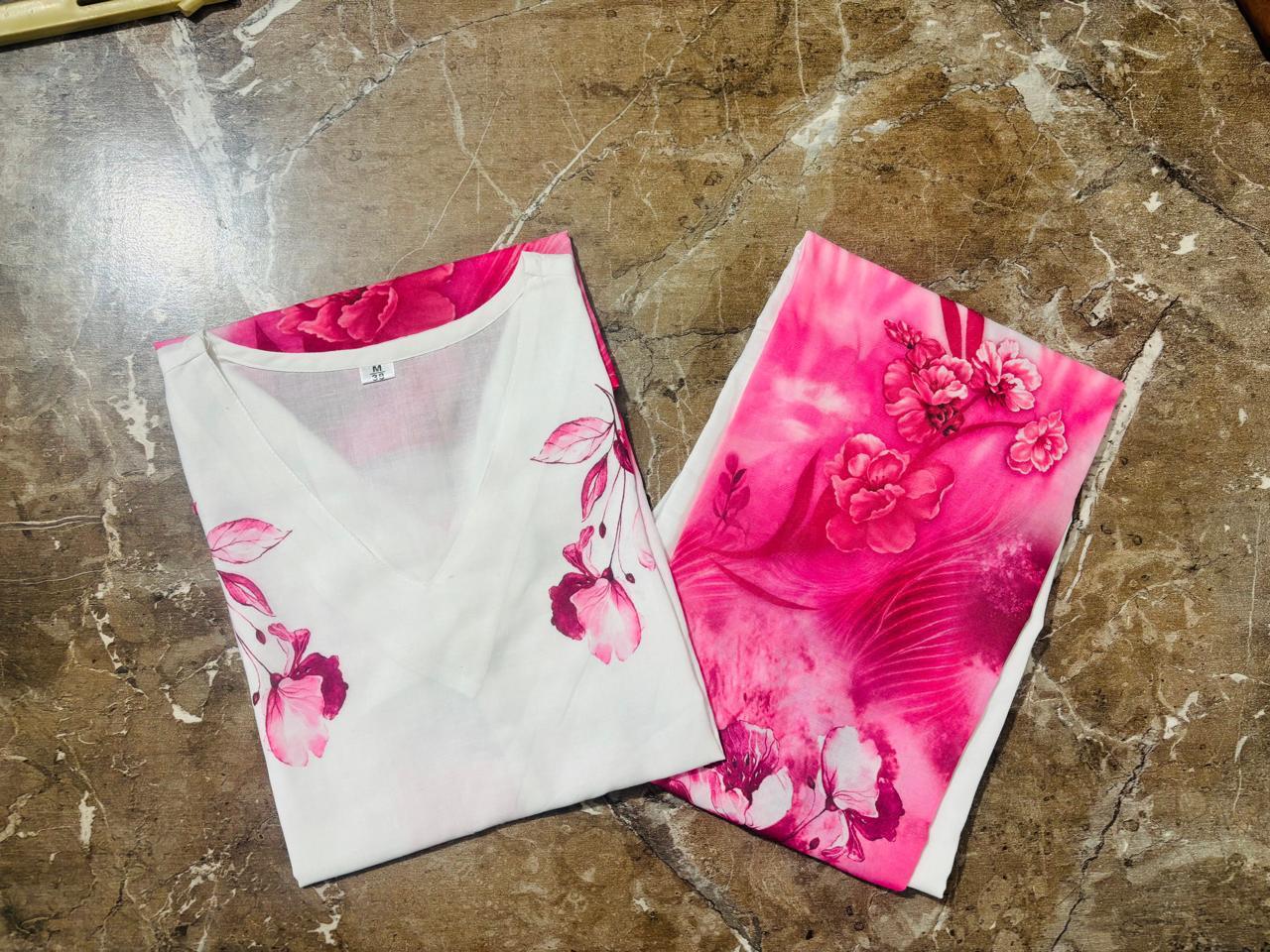 Premium Floral Digital Print Mul Cotton Co-Ord Set