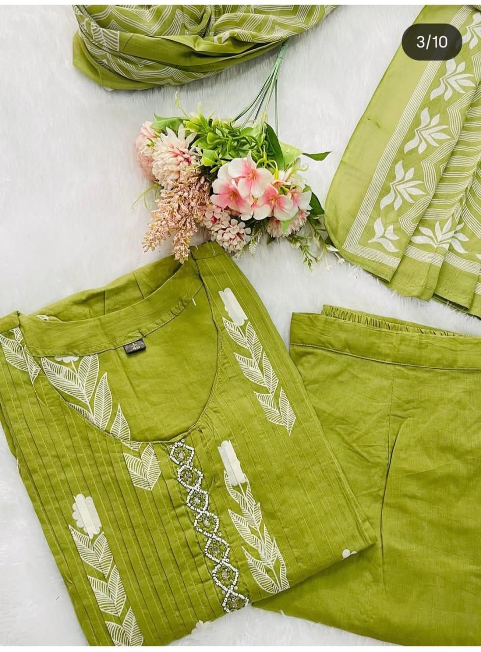 Premium cotton slub monochrome kurti set with minimalistic design and everyday elegance