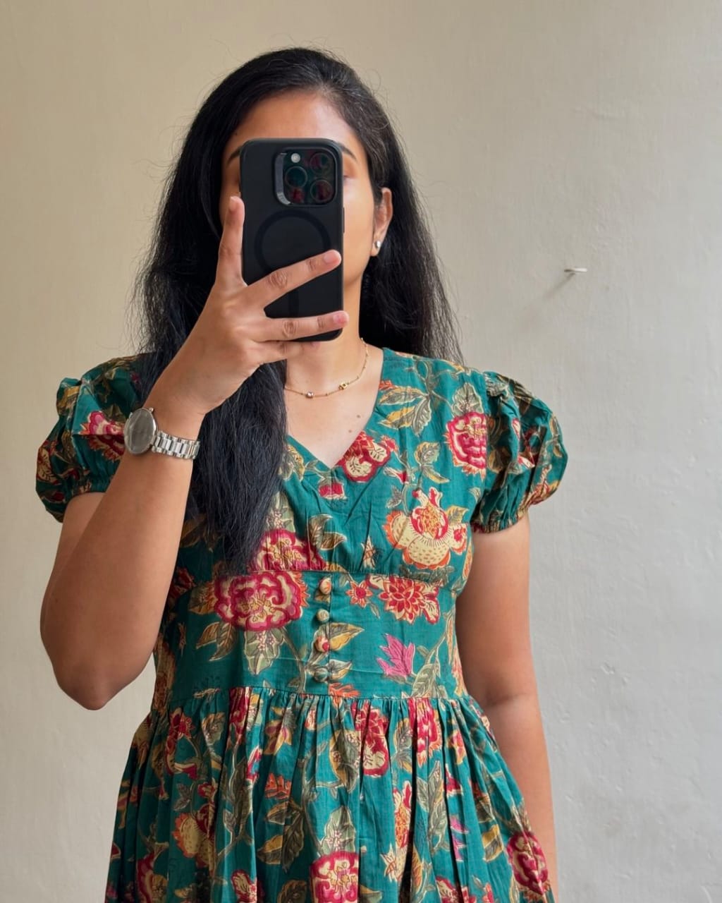 Green Effortlessly Elegant Pure Cotton Gown For Women & Girls
