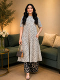 Dashing Warli printed cotton A-line kurta palazzo set with contemporary ethnic styling