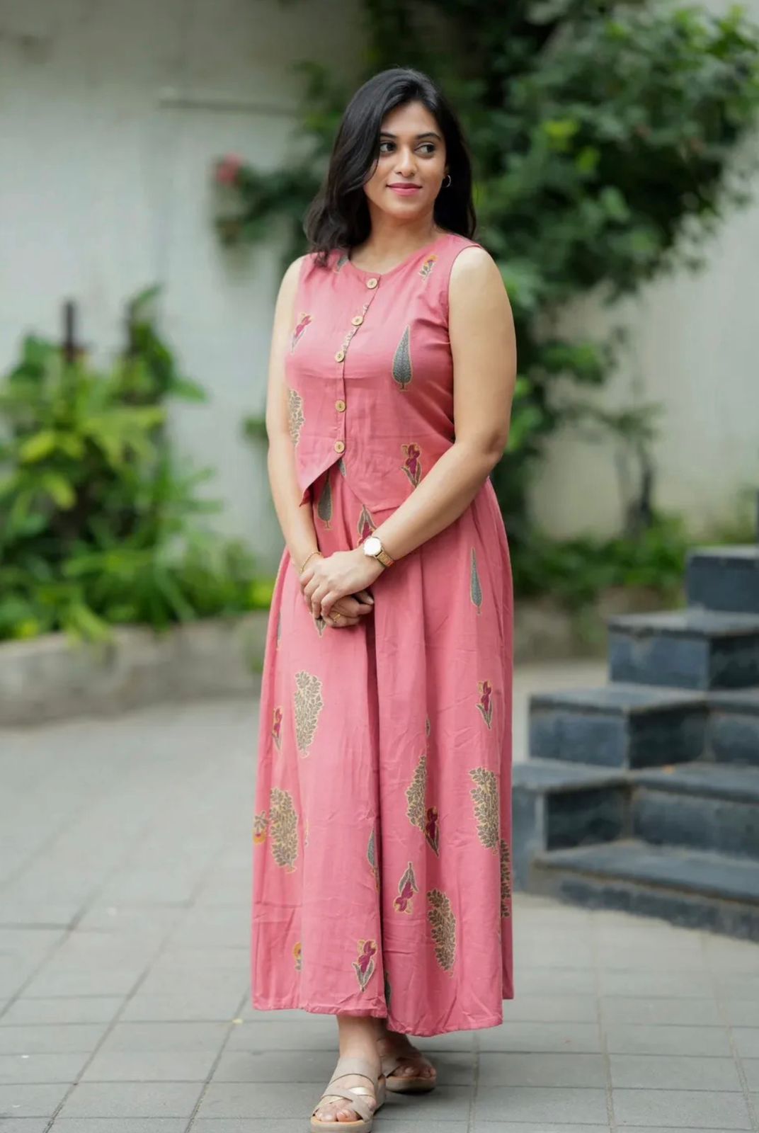 Women Cotton Printed Top And Skirt Set