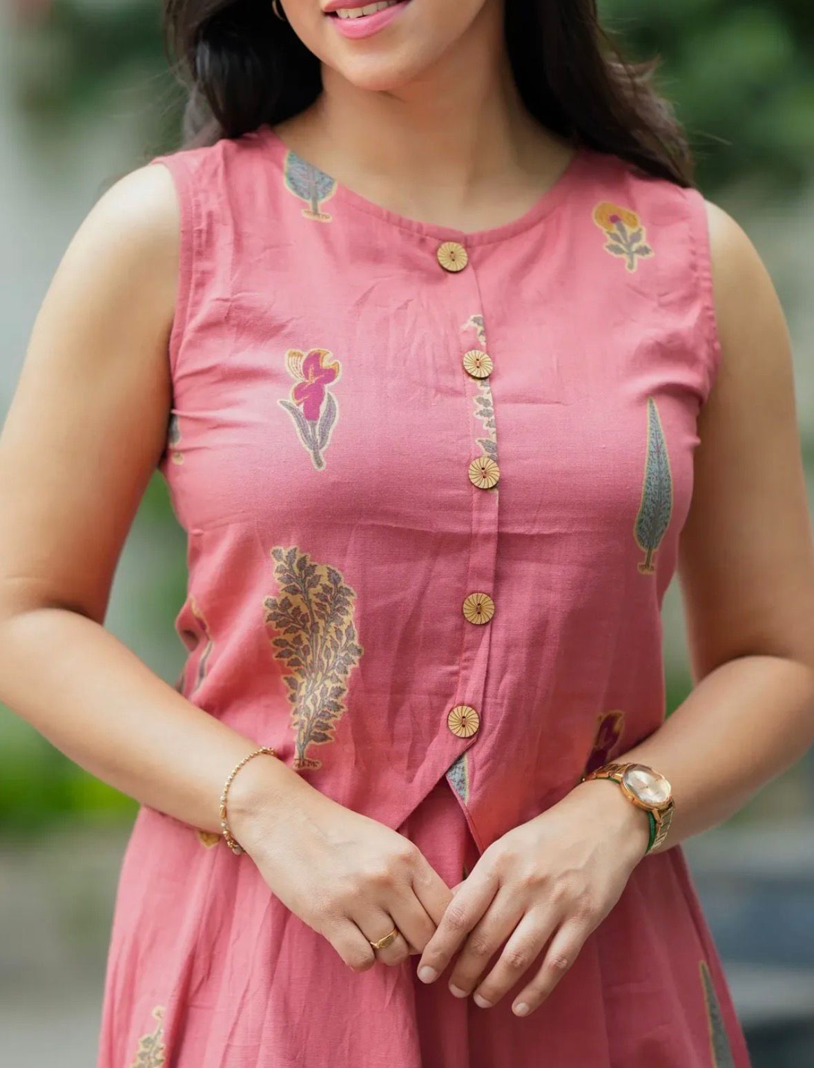 Women Cotton Printed Top And Skirt Set