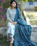 Multicolor Elegant Handloom Embroidery Printed Kurti Pant And Dupatta Set