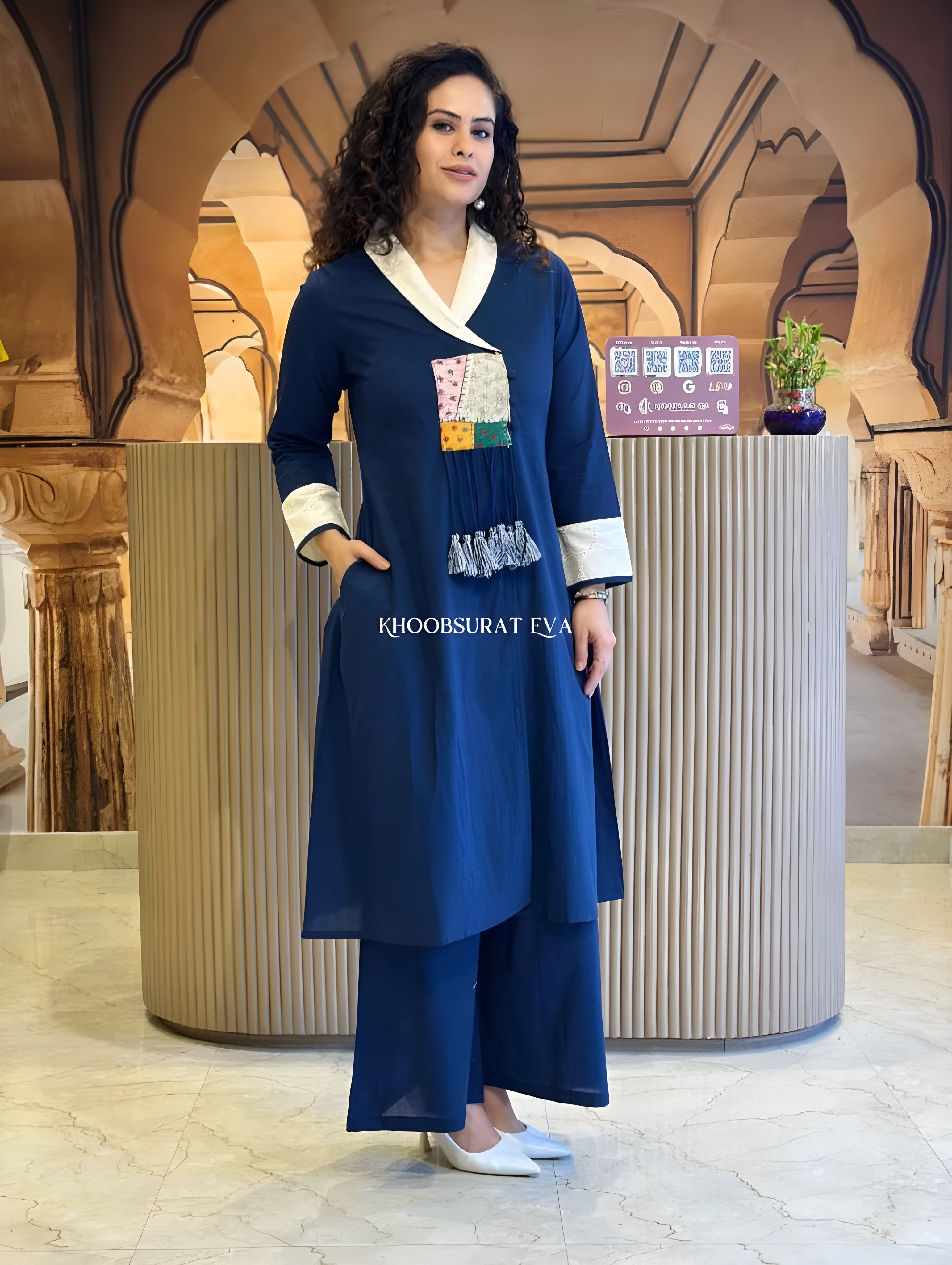 Pure Cotton Kurta and Palazzo Coord Set with Sifley Detailing — Everyday Office-Ready Two-Piece Ensemble