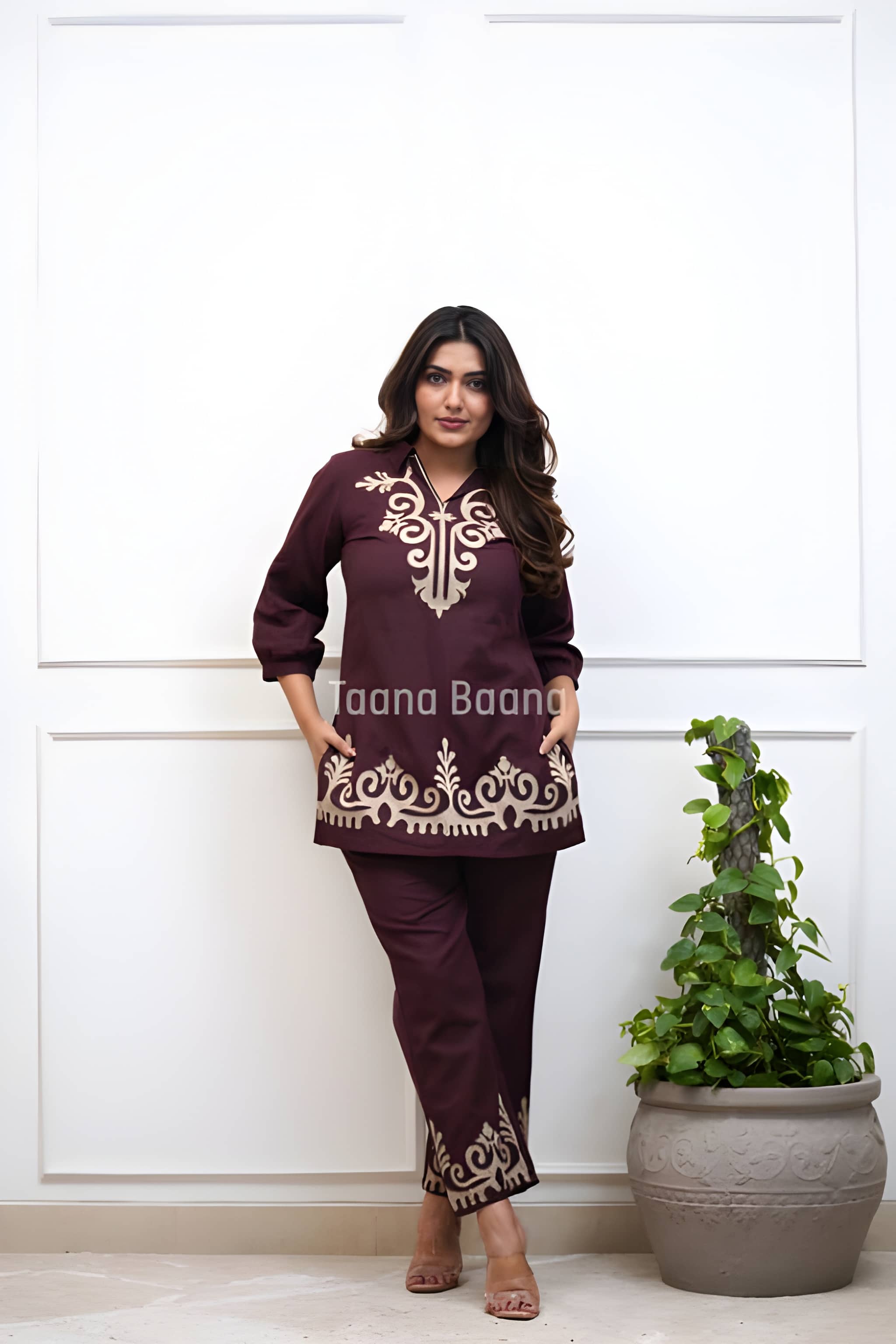 Women Premium Cotton Flex Co-Ord Set with Thread Embroidery Kurta and Pants