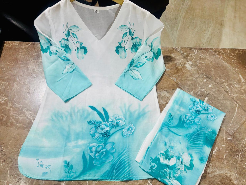 Premium Floral Digital Print Mul Cotton Co-Ord Set