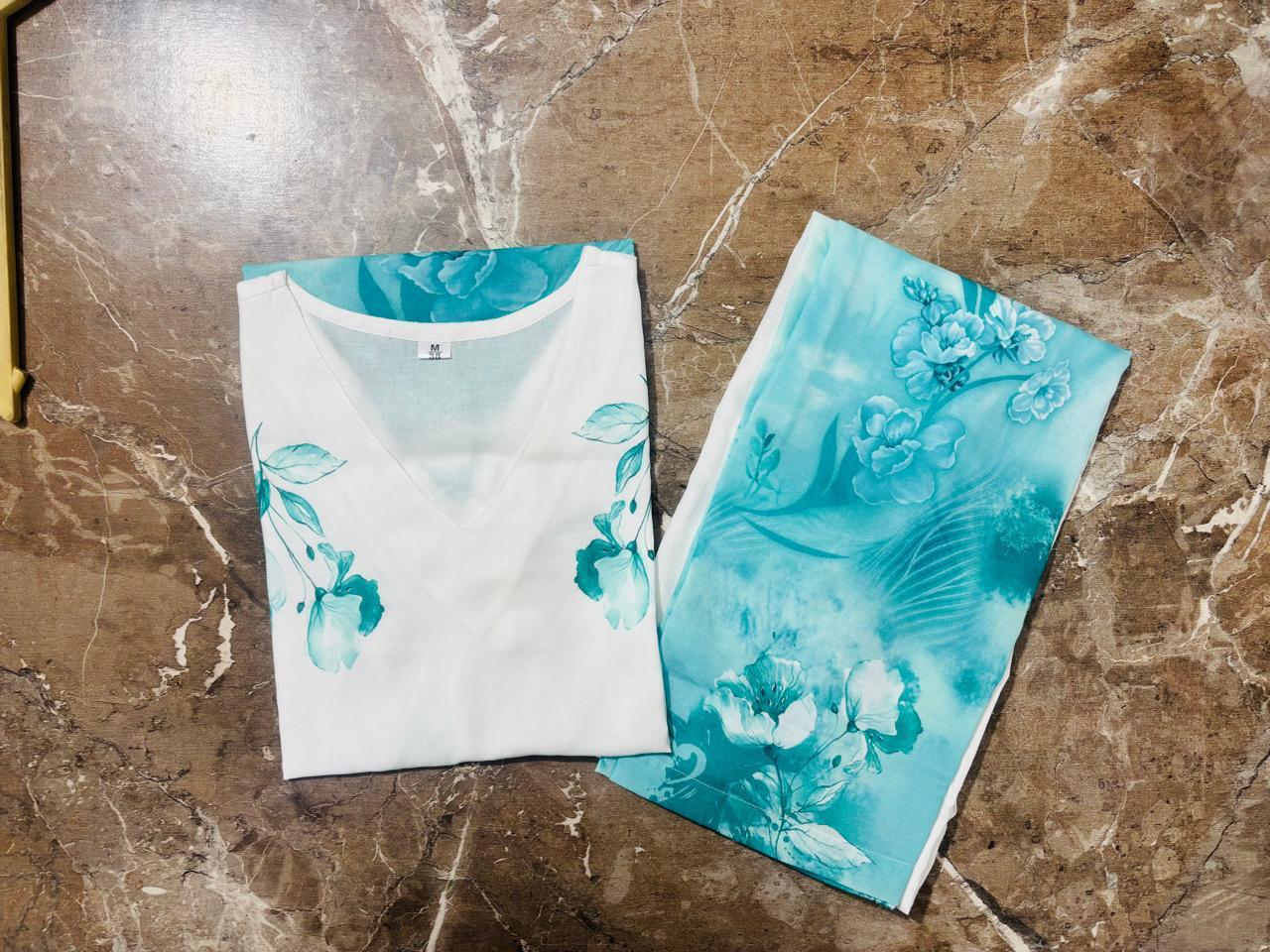 Premium Floral Digital Print Mul Cotton Co-Ord Set