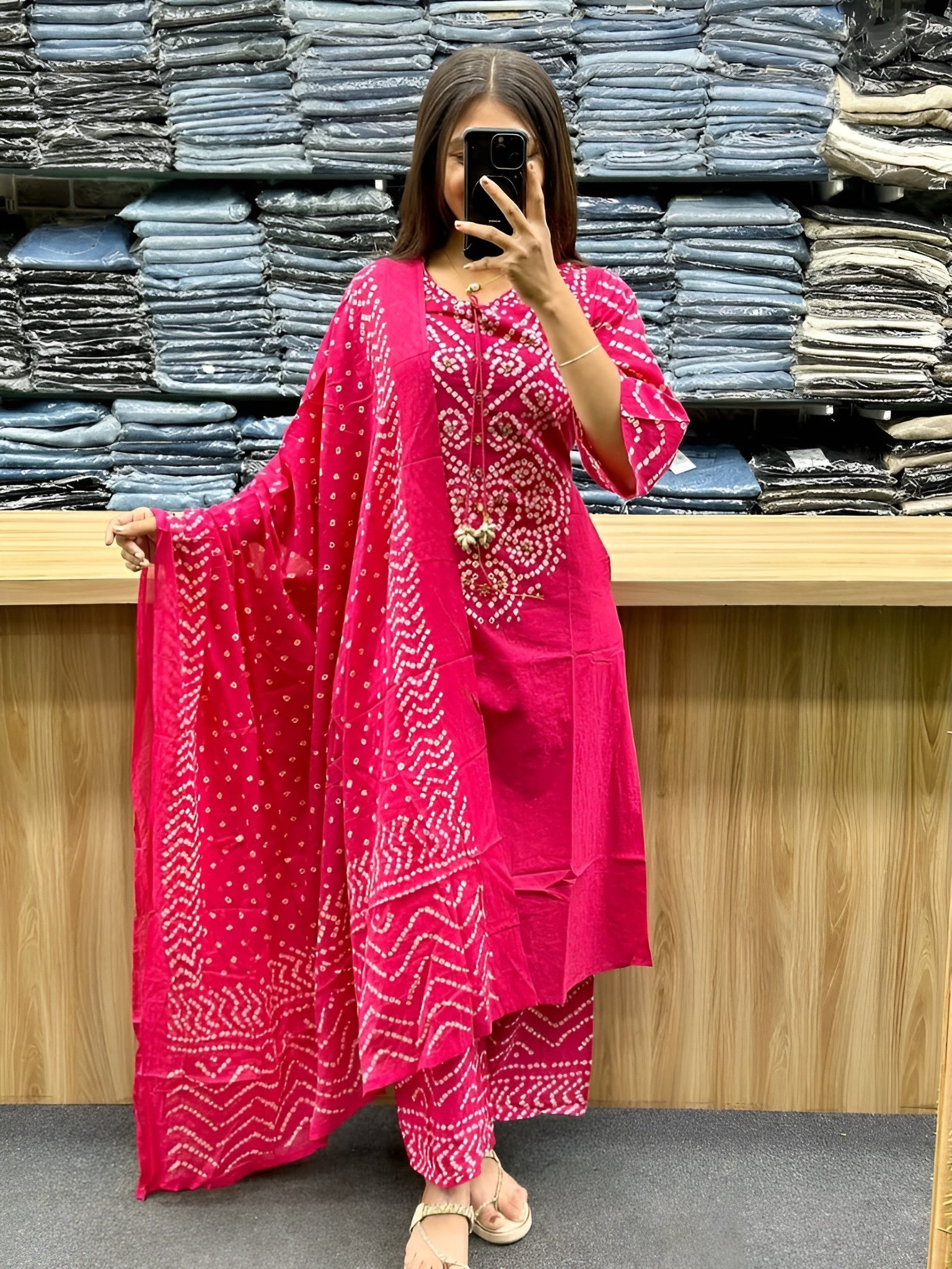 Women Premium Cotton Kurta Set with Pants and Dupatta Adda Work Straight Ethnic Three Piece Suit